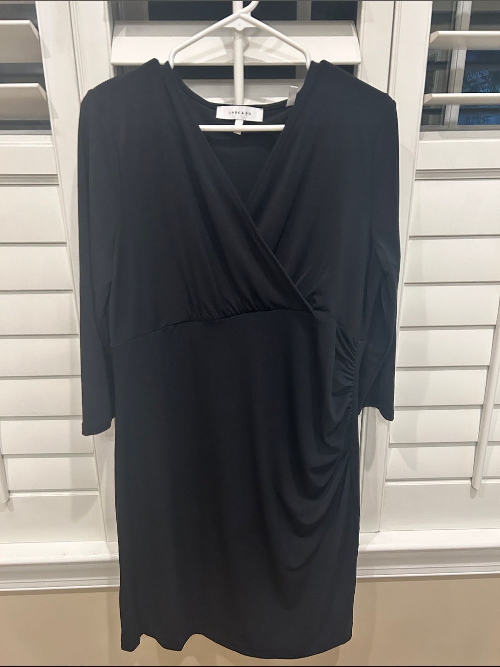 Lark & Ro Black Faux-Wrap Long Sleeve Dress - Worn Once
